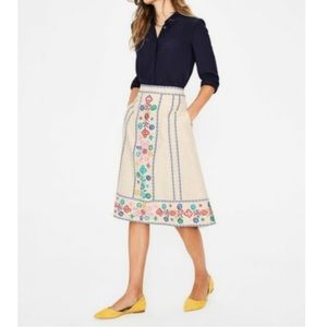 New Boden Brooke Embroidered Skirt
